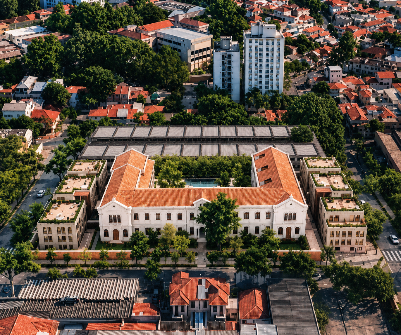 Visualização aérea após o restauro